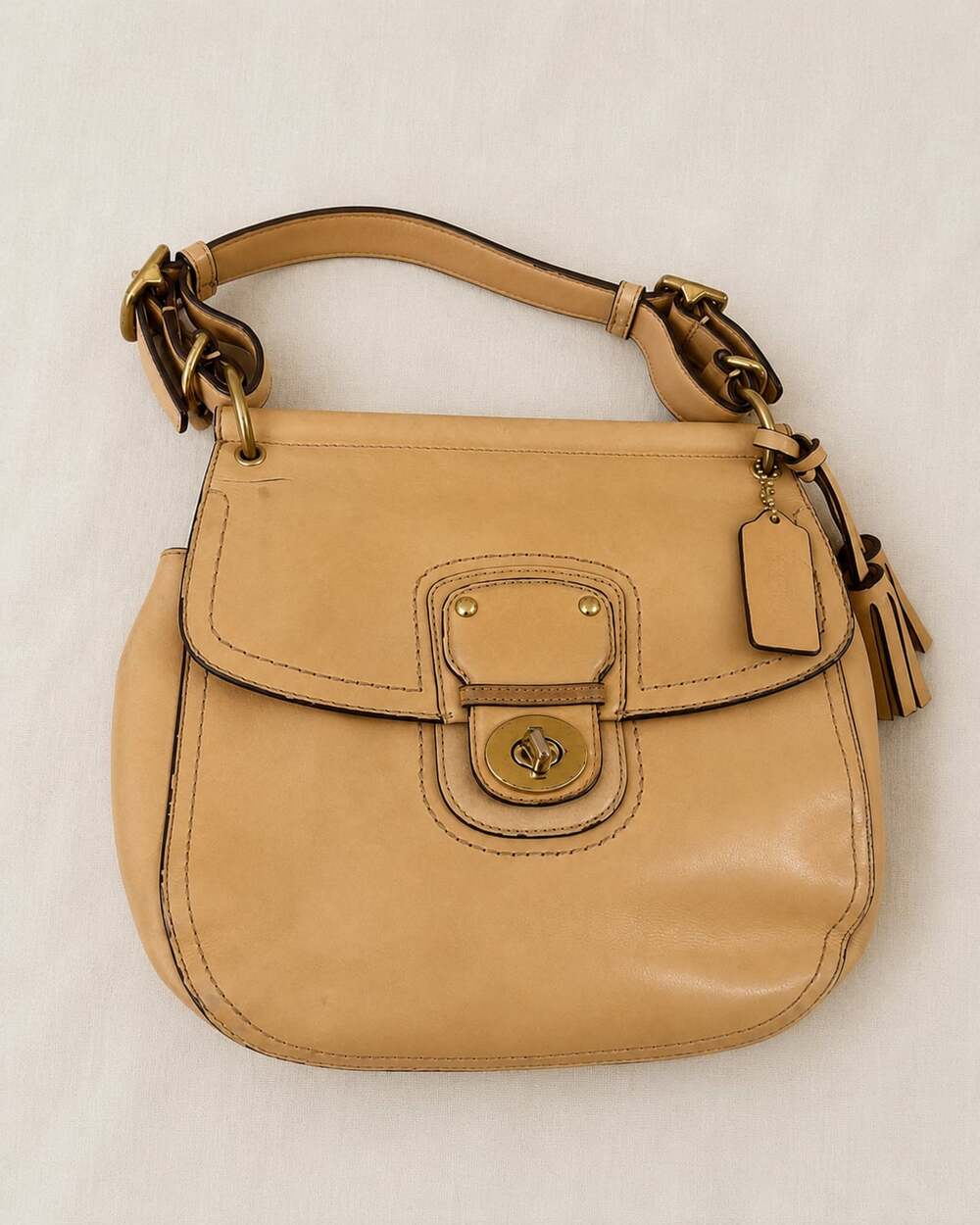 Coach Legacy Willis 70th Anniversary Tan Leather Top Handle Bag with Shoulder St